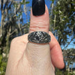 Sterling Silver Floral Thick Band Ring Size 7.75