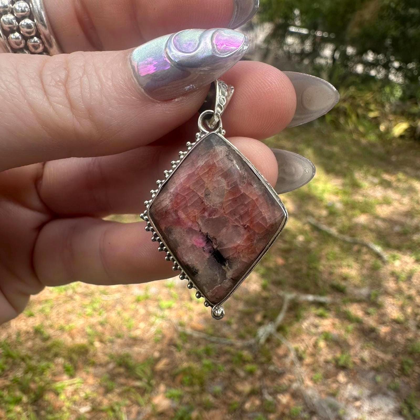 925 Sterling Silver Natural Pink Ruby Pendant