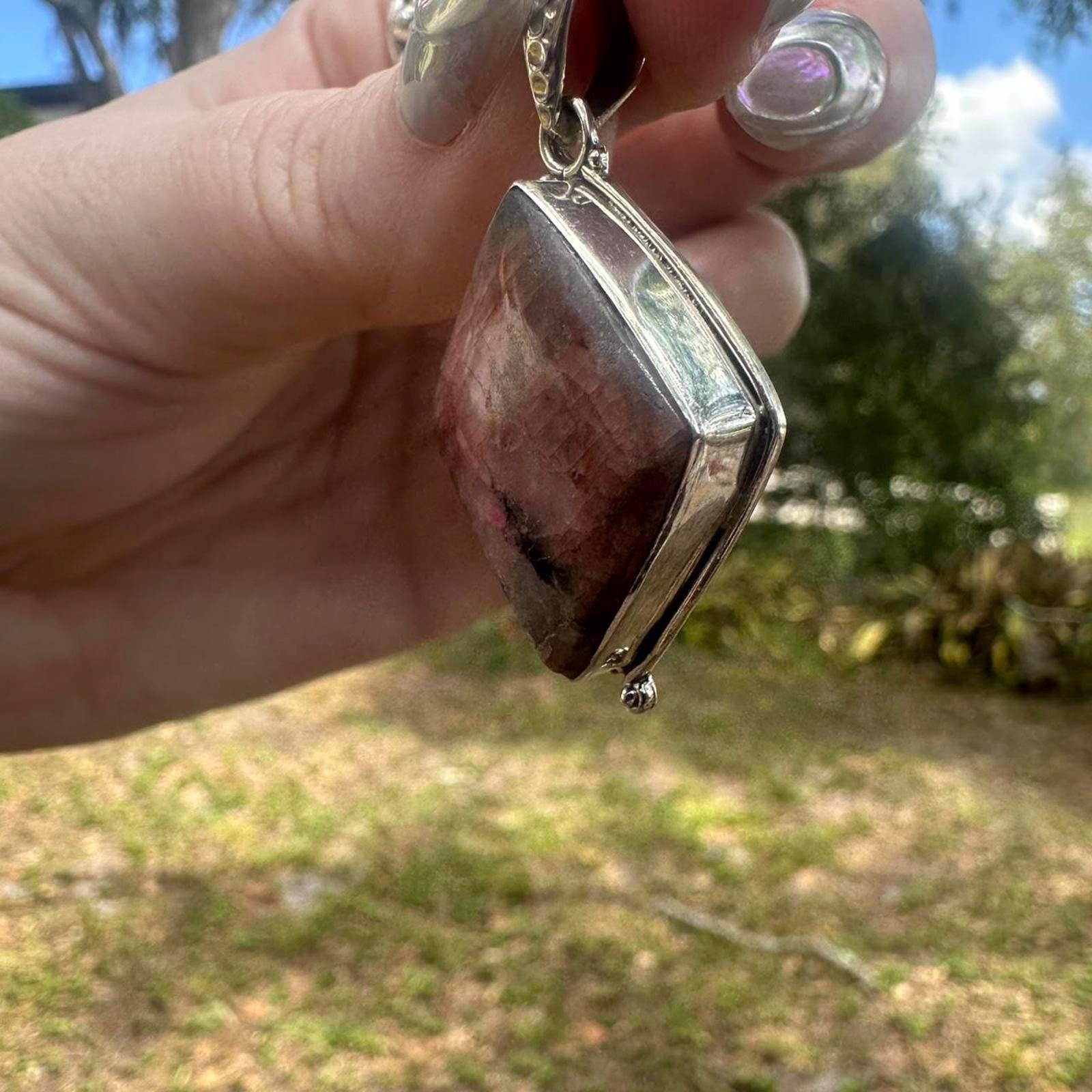 925 Sterling Silver Natural Pink Ruby Pendant