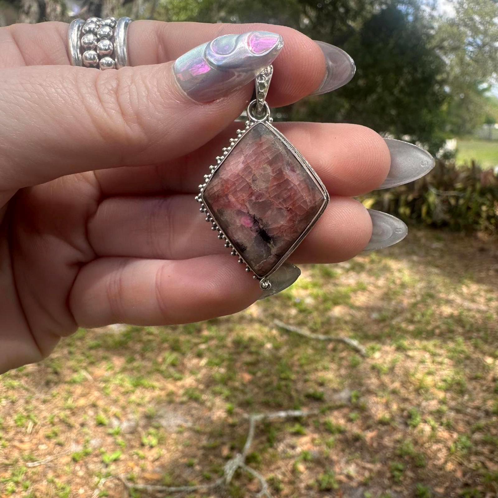 925 Sterling Silver Natural Pink Ruby Pendant