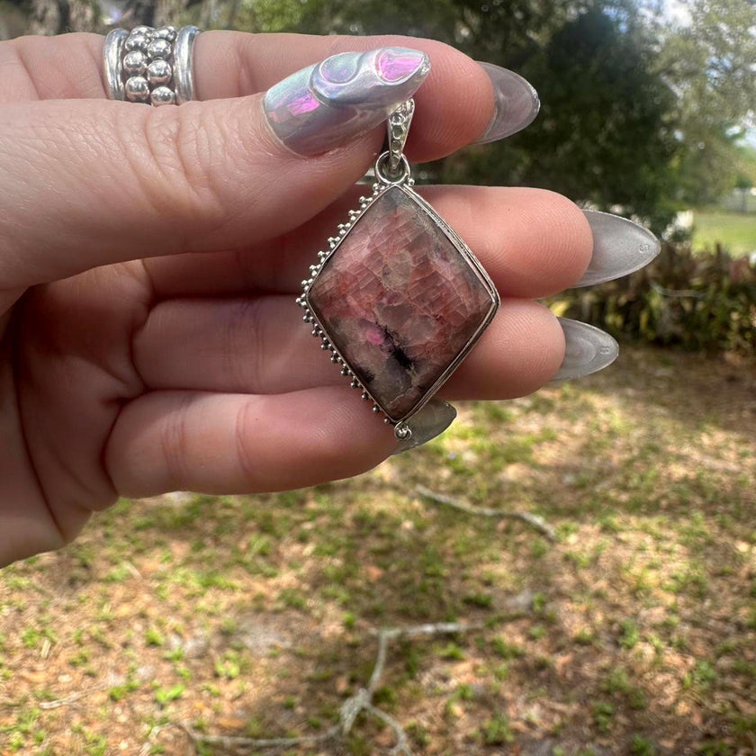 925 Sterling Silver Natural Pink Ruby Pendant