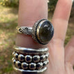 925 Sterling Silver Labradorite Bail Style Ring Size 8