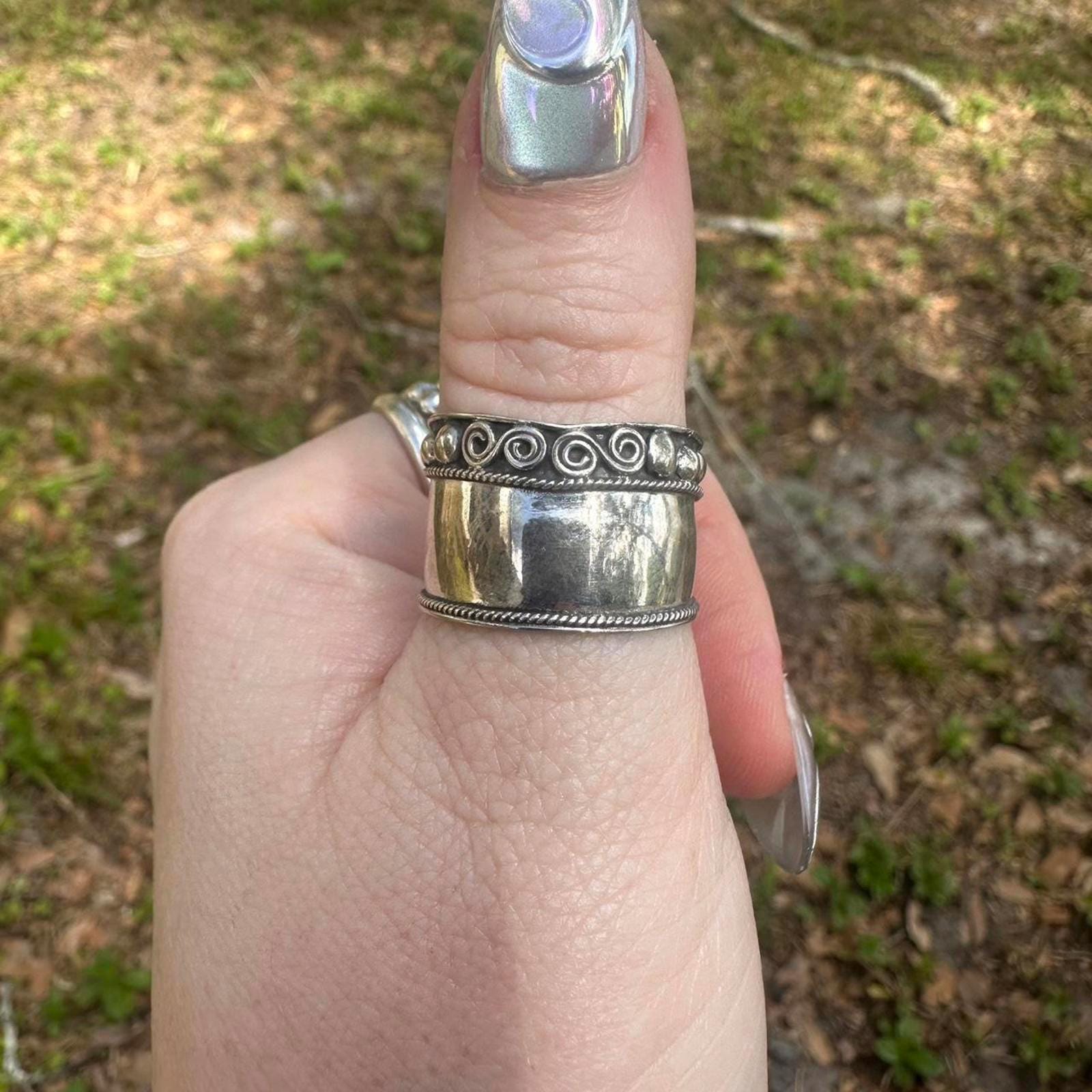 925 Sterling Silver Cigar Band Style Size 9.5