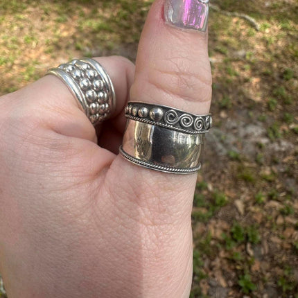 925 Sterling Silver Cigar Band Style Size 9.5