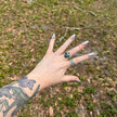 925 Sterling Silver Native American Signed Black & Blue Turquoise Ring Size 8