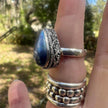 925 Sterling Silver Blue Biwa Pearl Ring Size 7