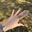 925 Sterling Silver Native American Signed Blue Turquoise Ring Size 7