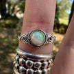 925 Sterling Silver Ethiopian Opal Spiral Detail Ring Size 10