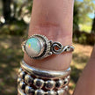 925 Sterling Silver Ethiopian Opal Spiral Detail Ring Size 10