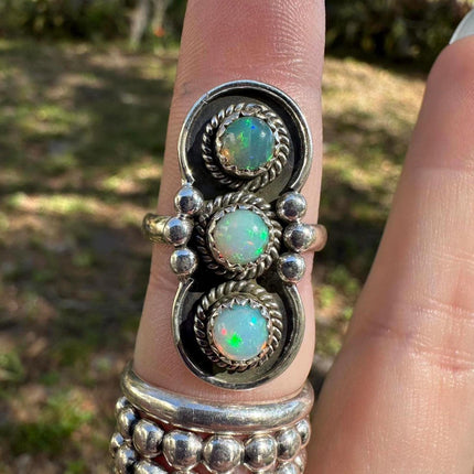 925 Sterling Silver Ethiopian Opal Ring Size 9