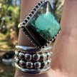 925 Sterling Silver Blackjack Turquoise Ring Size 9