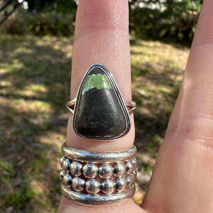 925 Sterling Silver Blackjack Turquoise Ring Size 8.25