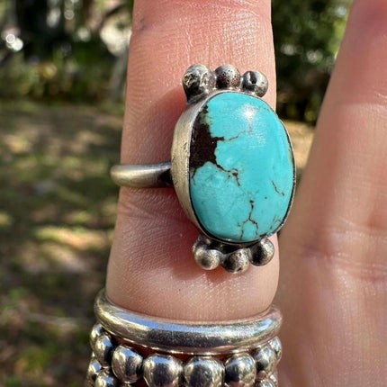 925 Sterling Silver Native American Turquoise Ring Size 7